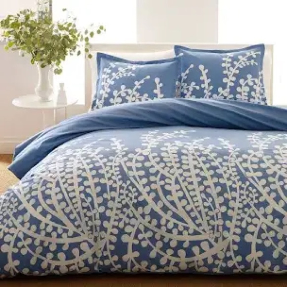 City Scene Branches French Blue Duvet Cover Set, Full/Queen